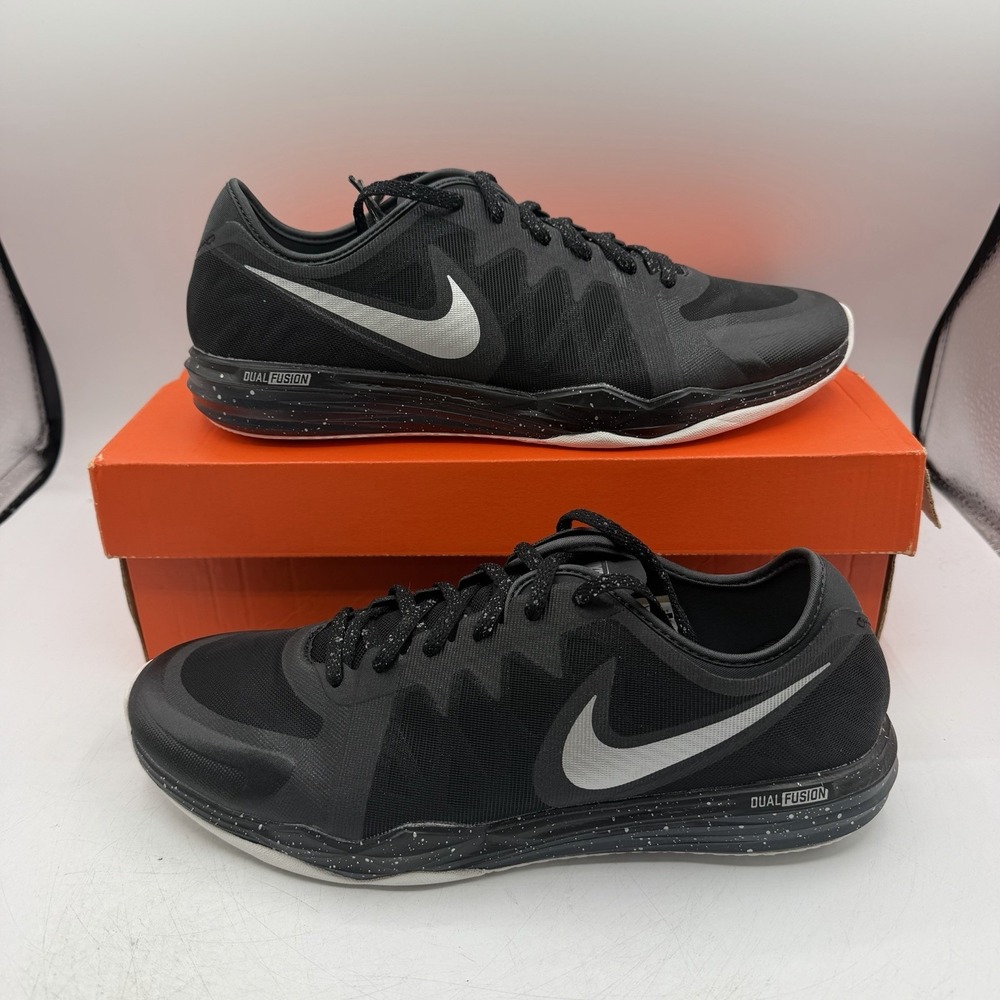 Nike Dual Fusion TR 3 Print Shoes Womens Sz 10 Black/Metallic Silver 704941-010